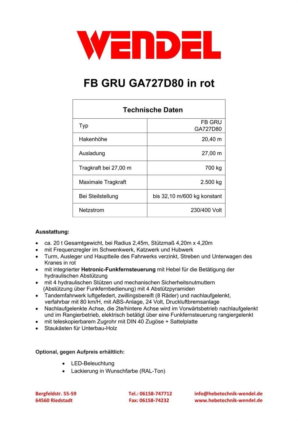 FB GRU GA727D80 塔式起重机