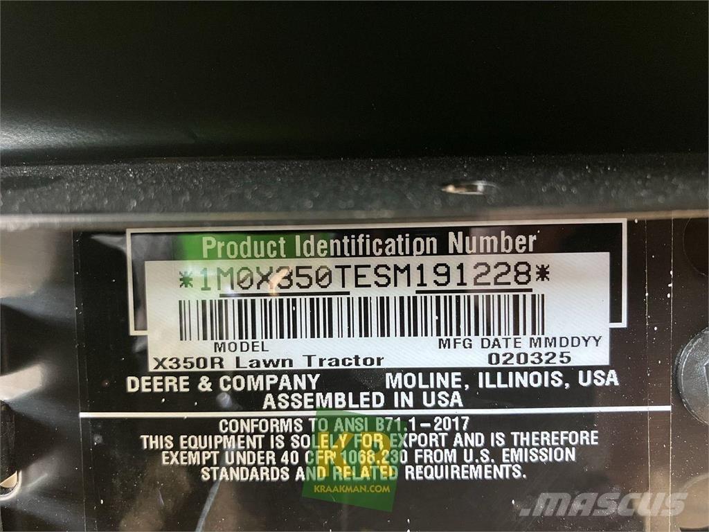 John Deere X350R 骑乘式割草机