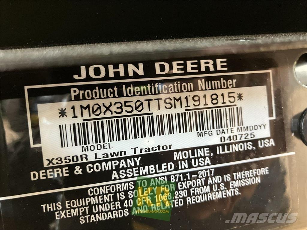 John Deere X350R 骑乘式割草机
