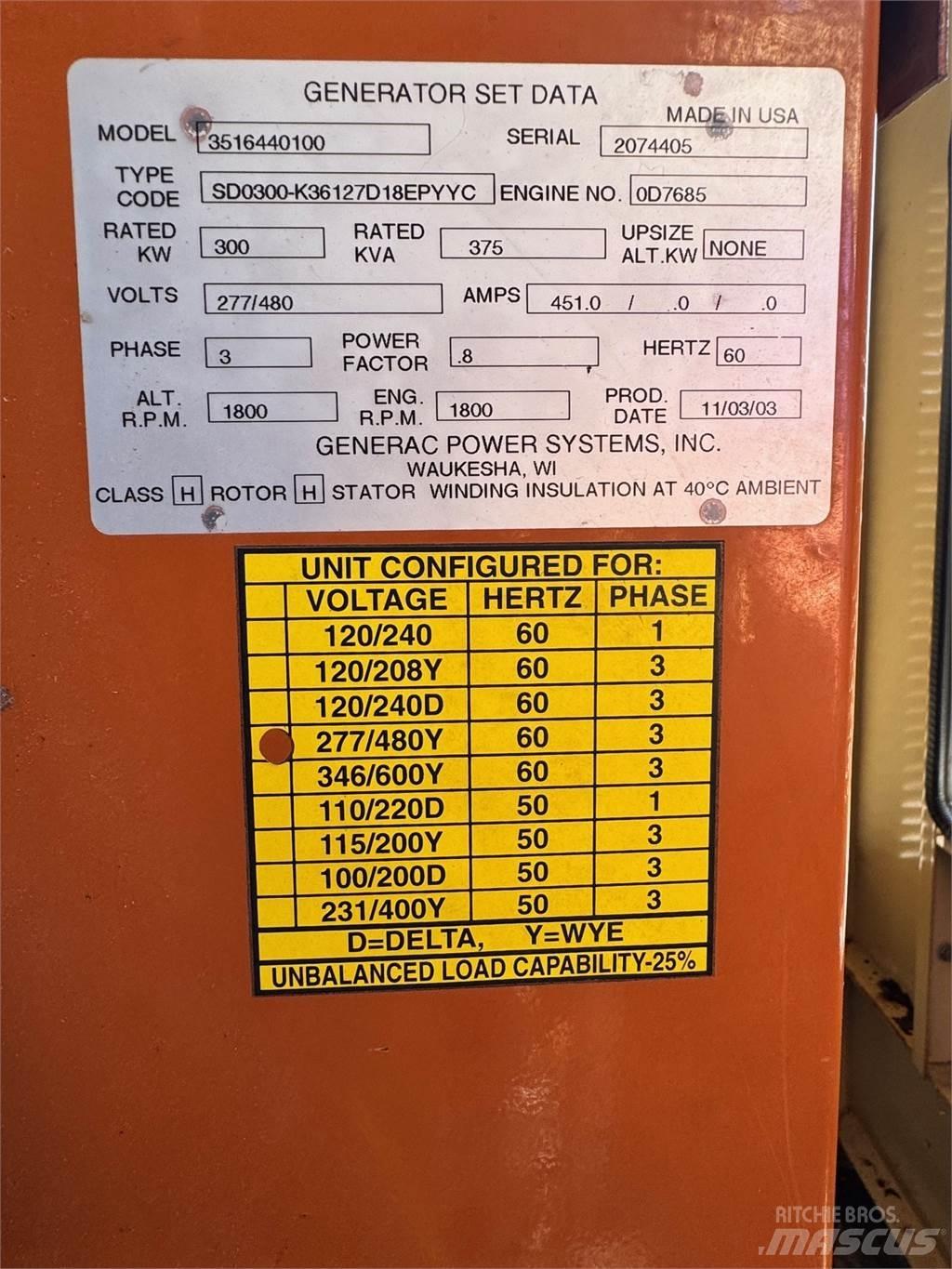 Generac SD300 柴油发电机