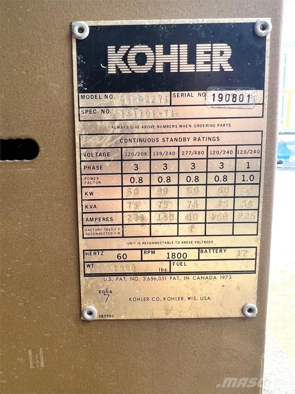 Kohler 60kW 柴油发电机