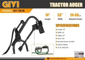GIYI GY-TA74 3-Point Tractor Auger (Unused)